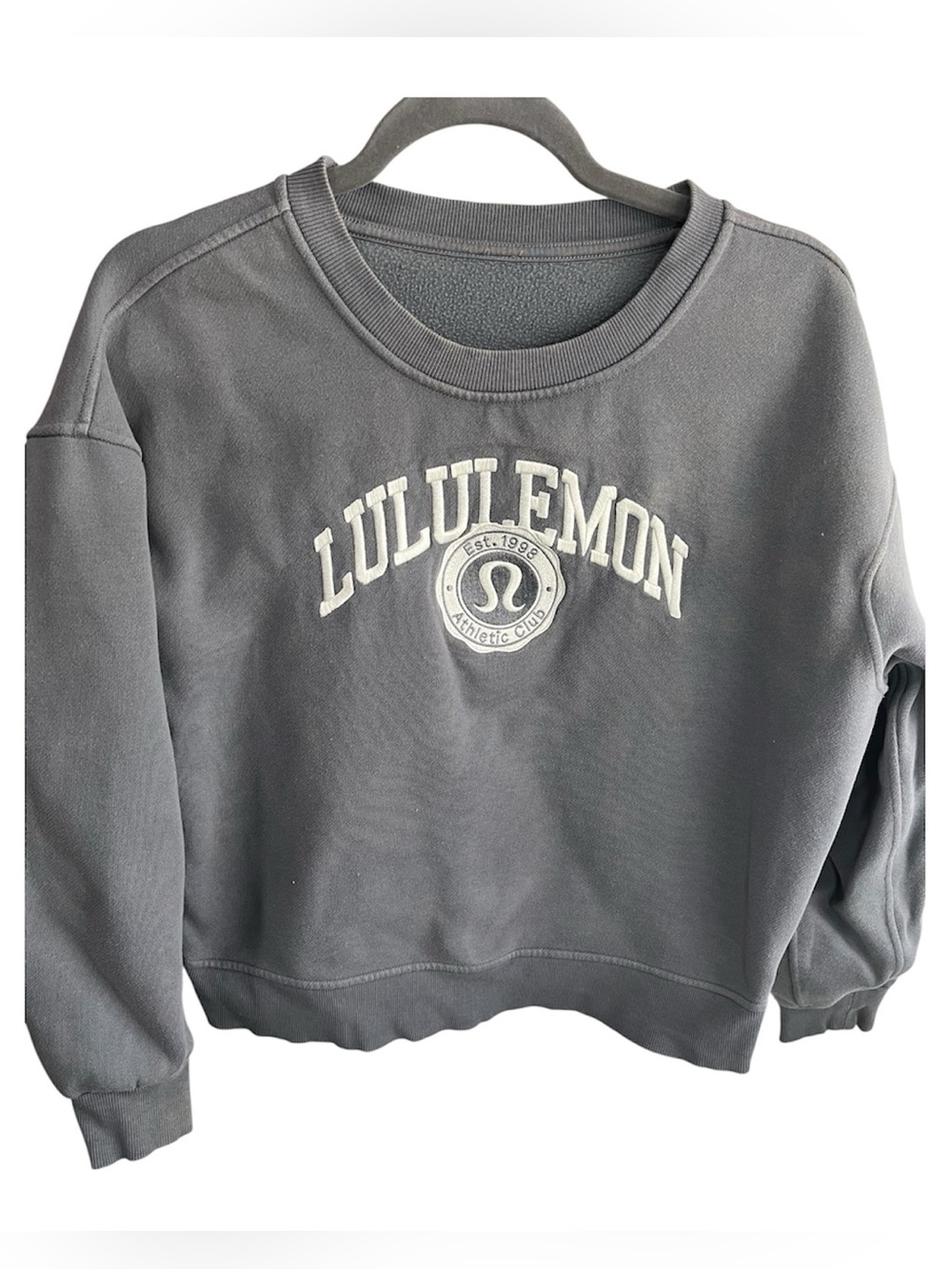 Lululemon Perfectly Oversized Crew Graphic Grey Fleece Sweatshirt Pullover Small